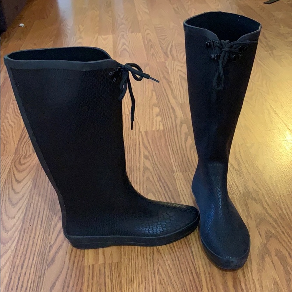 Henry Ferrera snakeskin matte rain boots size 7